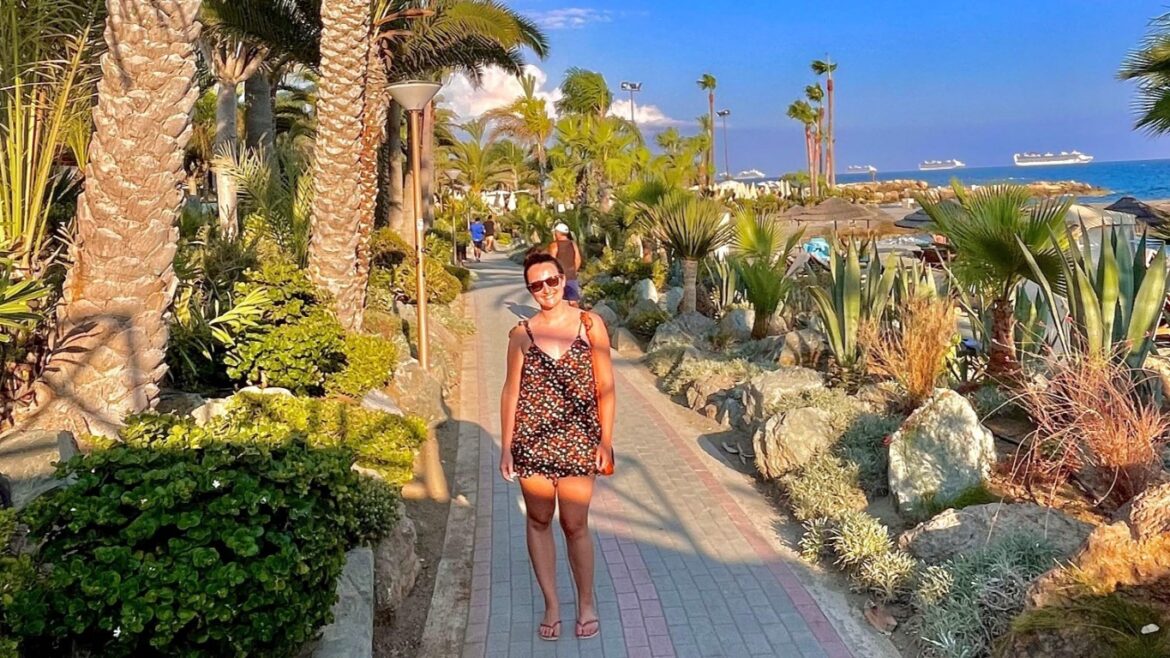 beach path in limassol with sea in background