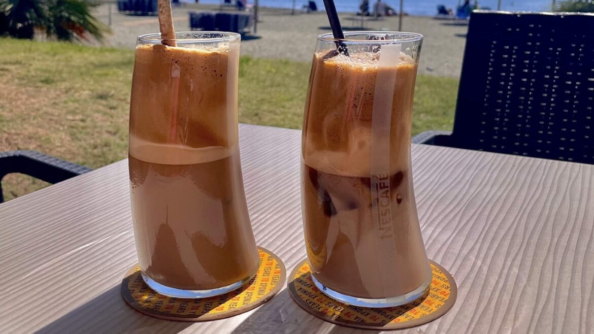 ice coffees on the beach in limassol