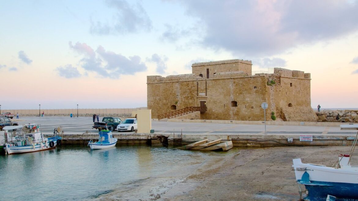 castle at paphos harbour in cyprus