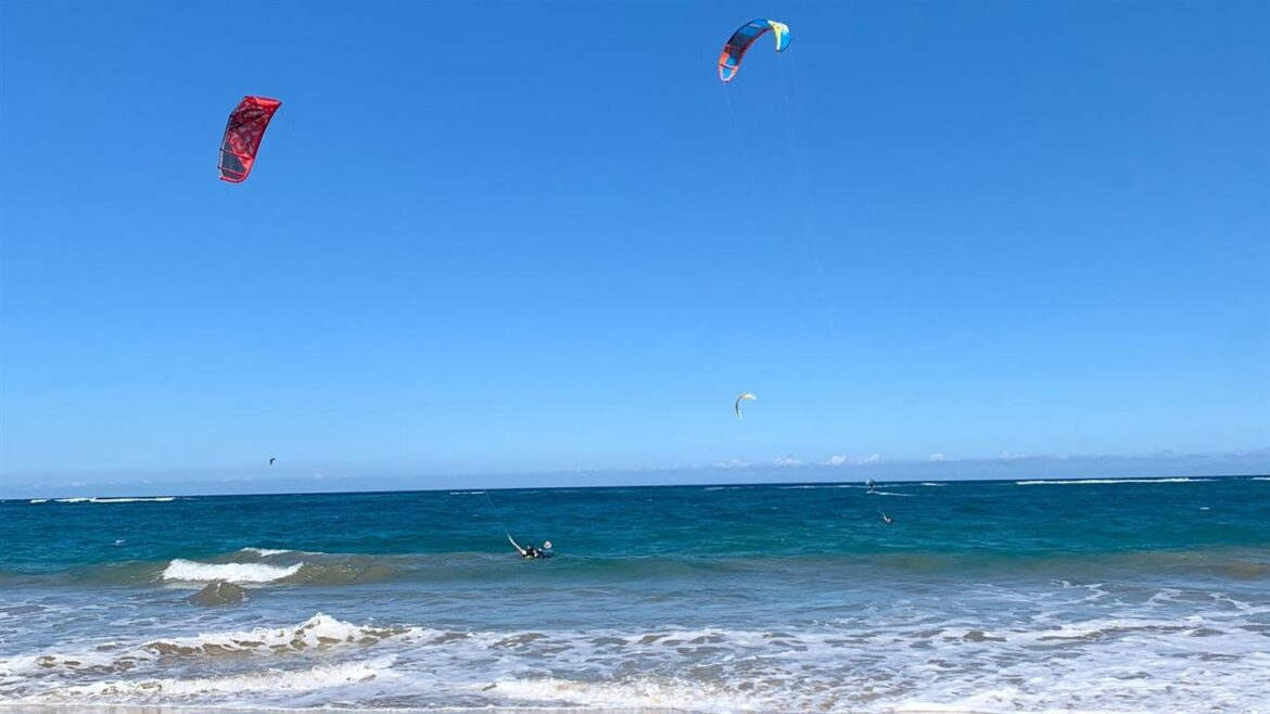 Me kite surfing at Cabarete Beach