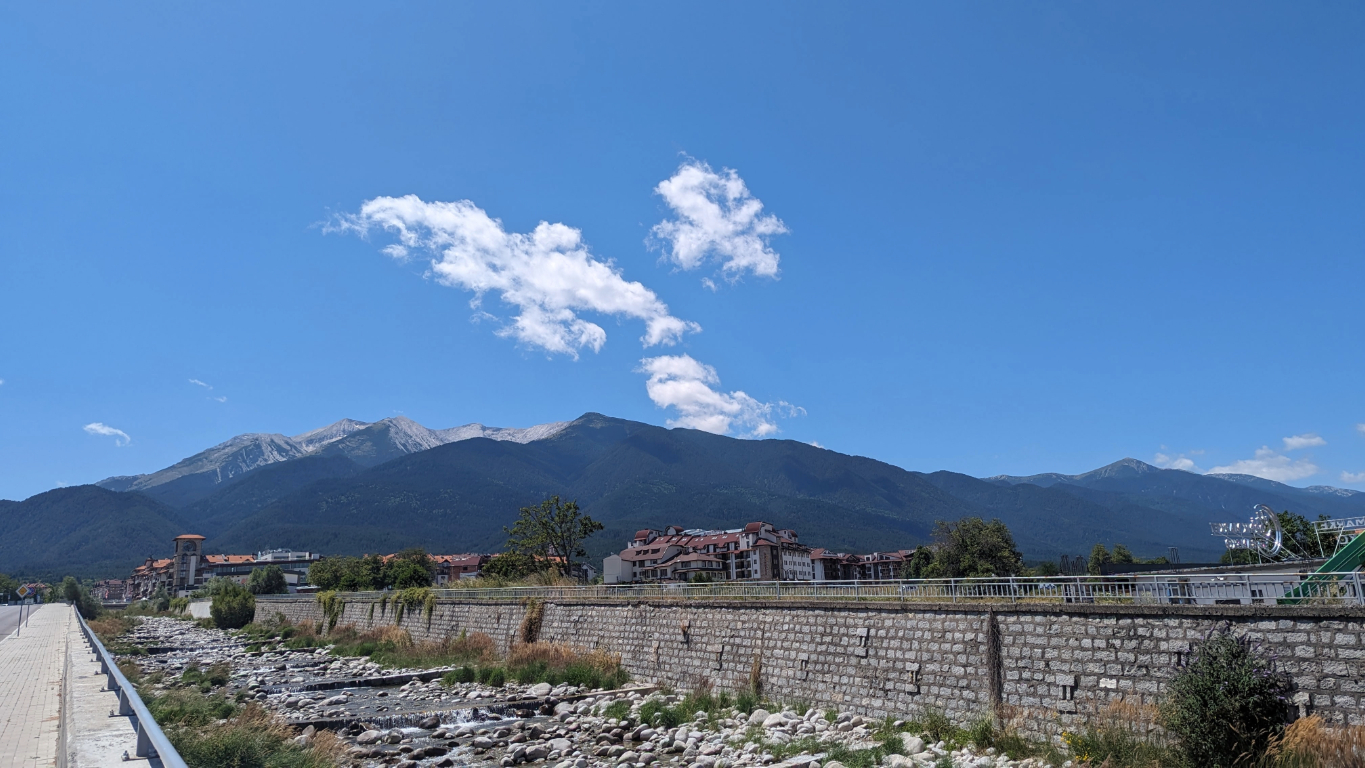 View of the pirin mountains in bansko bulgaria