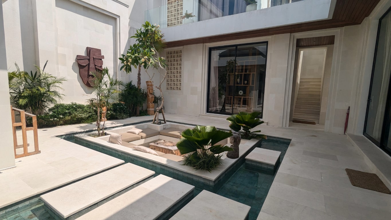 Sunken lounge in beautiful villa in canggu bali