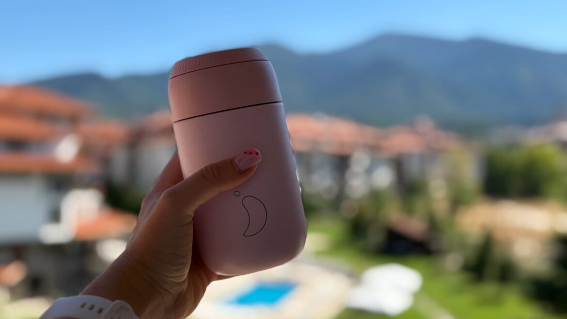 Reusable Chili’s Coffee Cup Reusable Chili’s Coffee Cup with mountain backdrop